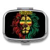 Reggae King Rasta Flag Lion Black Two Compact Square Medicine Boxes with Internal Compartments view 1