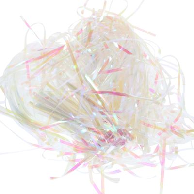 Abaodam Iridescent Plastic Shred Filler 100g Pack, 3mm Shredded Packaging Material for Basket Filling, Box Stuffing, Decorative Crinkle Paper for Party and Holiday Supplies
