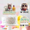 Funny Cat Cake Topper for Boys Girls Cat Pet Birthday Party Supplies Meow Birthday Party Money Decorations Kitty Kitten Cute Fun Cat Face Happy Birthday Decorations view 3