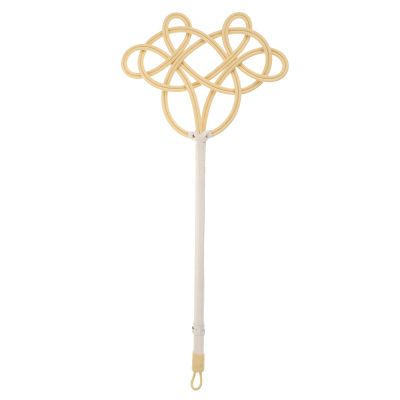 Abaodam Long Handle Quilt Duster and Practical Carpet Beater, Dark Faux Rattan Home Rug Beater with Plastic Handle for Dust Removal and Rug Cleaning in Household Use