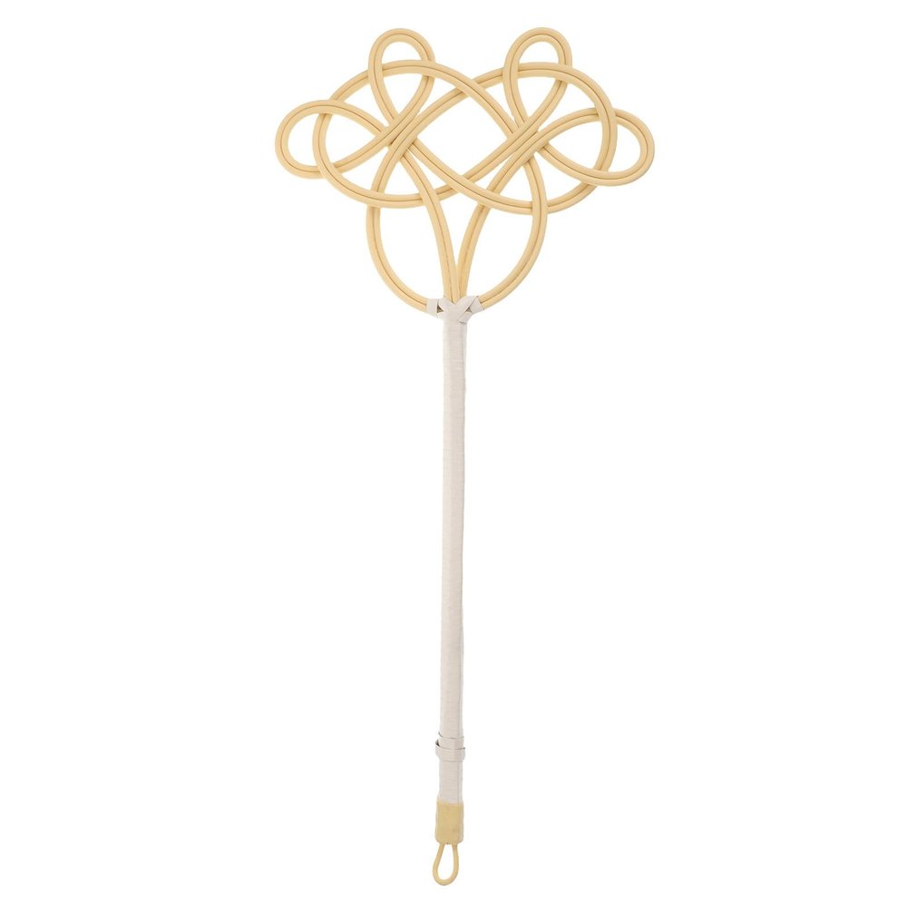 Abaodam Long Handle Quilt Duster and Practical Carpet Beater, Dark Faux Rattan Home Rug Beater with Plastic Handle for Dust Removal and Rug Cleaning in Household Use