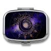 Purple Space Galaxy Star Sun, Moon Two Compact Square Medicine Boxes with Internal Compartments view 1