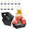 X-Kingsun 10Sets Basket for Gift Empty 10x8Inch Black Kraft Gift Basket with Cellophane Wrap and Bows Empty Gift Baskets for Easter Mother's Day Father's Day Halloween Christmas Birthdays Party Favors view 1