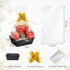 X-Kingsun 10Sets Basket for Gift Empty 10x8Inch Black Kraft Gift Basket with Cellophane Wrap and Bows Empty Gift Baskets for Easter Mother's Day Father's Day Halloween Christmas Birthdays Party Favors view 2