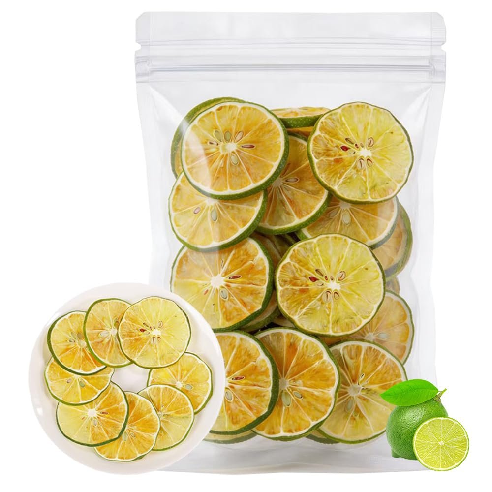 Dried Lime Slices All Natural Dehydrated Dry Lime No Additives No Sugar Added Culinary & Garnish Dried Lime for Tea Cocktails Baking Juice Infused Water and Decoration (10oz, Lime)