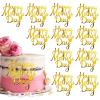 10 PCS Gold Happy Mothers Day Cake Toppers Mirror Side Cake Toppers DIY Acrylic Cake Inserts Celebration Mom's Birthday Party Event Cupcake Decorations