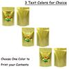 100PCS Customized Resealable Packaging Bag with Clear Windows,Stand Up Food Storage Pouch Smell-proof Sample Bag for Small Business (Gold, 16 * 22 * 8CM/6.3"*8.7"*3.2"-100PCS-One Side Print) view 2