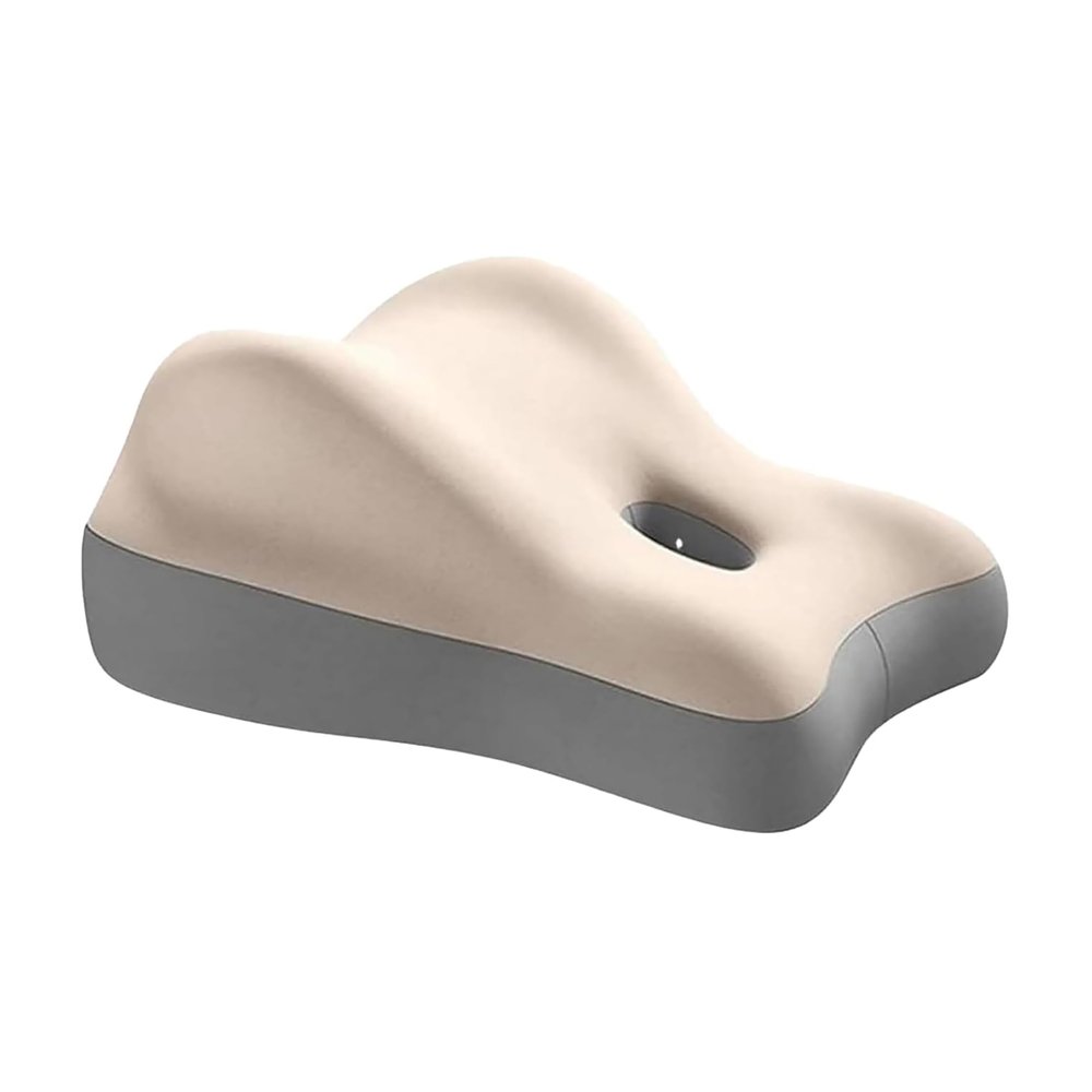 Myyixilau Multifunctional Reclining Pillow, Memory Foam Sleeping Pillow with Leg and Hip Support, Pressure Relief Cushion for Bedside (Beige Gray)
