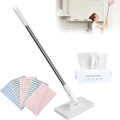 Extendable Cleaning Mop with Reusable Washable Microfiber Pad, No Hand Wash Design for Walls, Cabinets, High Places (One mop+5 Cloths)