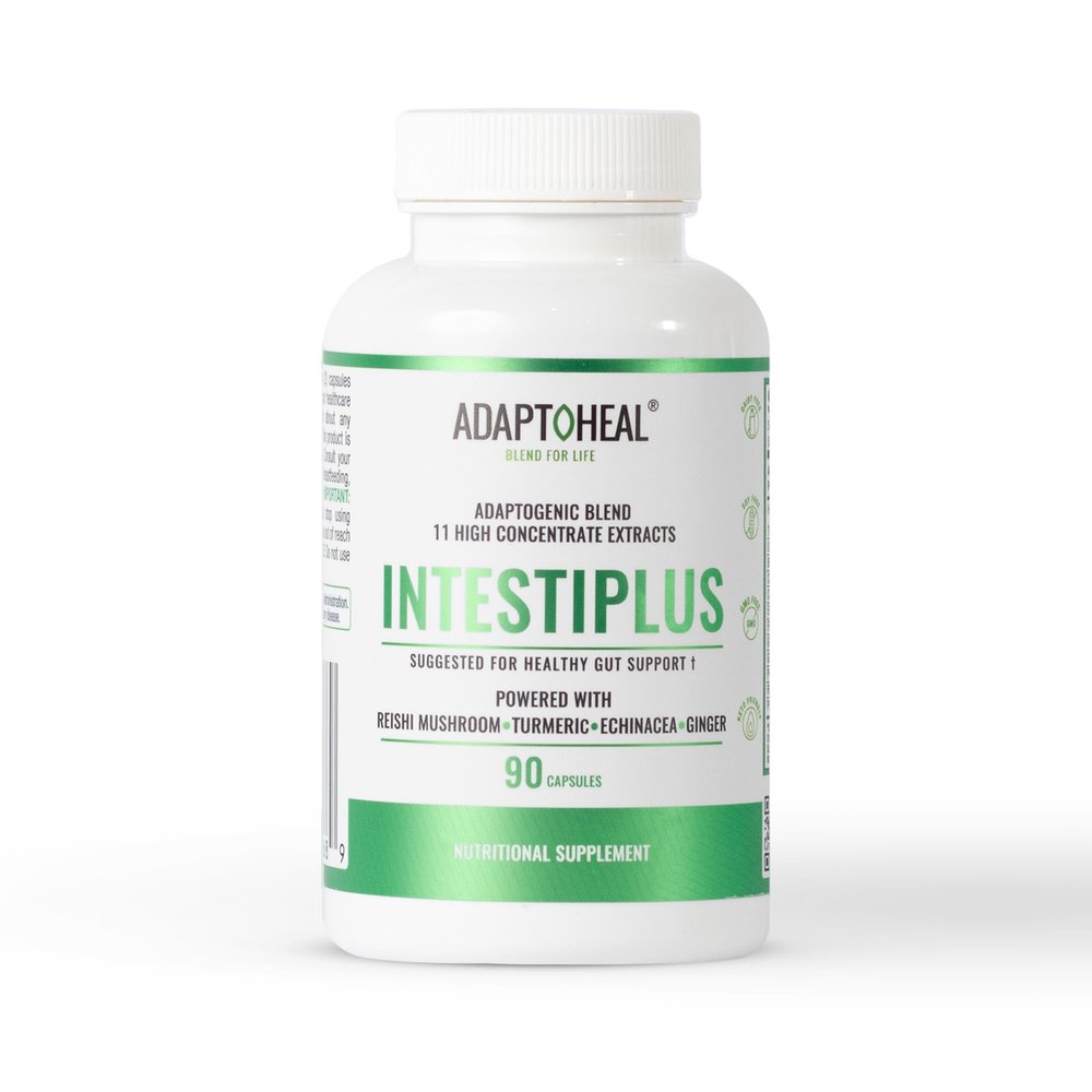 ADAPTOHEAL Intestinal Support, Adaptogenic Blend with Turmeric, Reishi, Echinacea and Ginger - Intestiplus, Formulated for Digestive Support and Intestinal Care (90 Capsules)