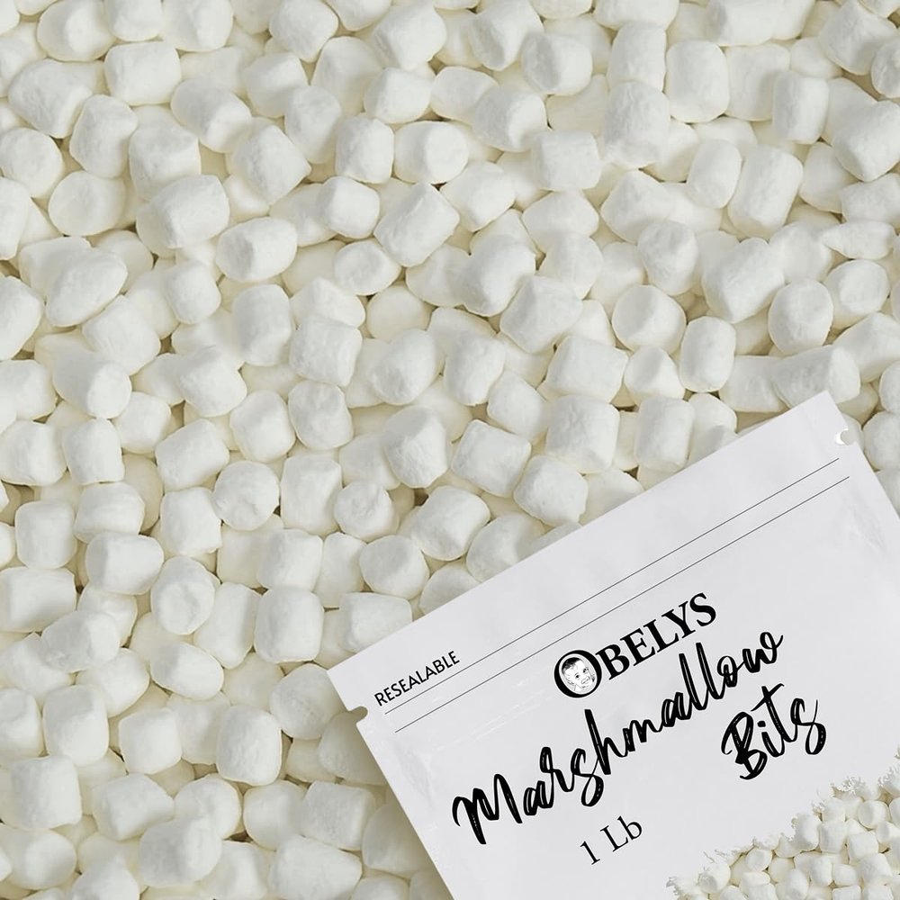 Dehydrated Mini White Marshmallows - | 1lb Resealable Bag | - Toppings for Hot Cocoa, Cereals and Desserts - Mini White Bits