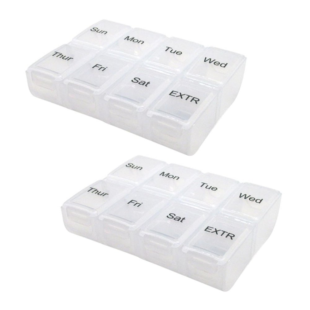Abaodam 8-Compartment Weekly Pill Organizer 2pcs Detachable Plastic Medicine Storage Box Pp Material Portable Vitamin Dispenser for Daily and Travel Use