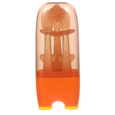 Milisten Tongue Cleaner and Toothbrush 3pcs Silicone Soft Bristles Oral Care Set for Newborns Infants Mouth Cleaning and Teething Gum Massage