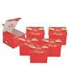 50Pcs Square Wedding Candy Box with Golden Ribbon, Elegant Paperboard Gift Box for Party Anniversary, European Style Chocolate Box for Weddings Birthdays Christmas, Includes 50 Rib (Large red gold feathers [gold wings]) view 2