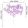 MYAMPED Happy 16th Birthday Cake Topper - Light Purple Glitter 16th Birthday Cake Decoration, Cheers to 16 Years Cake Pick 16th Birthday Anniversary Party Supplies, Photo Booth Props view 3