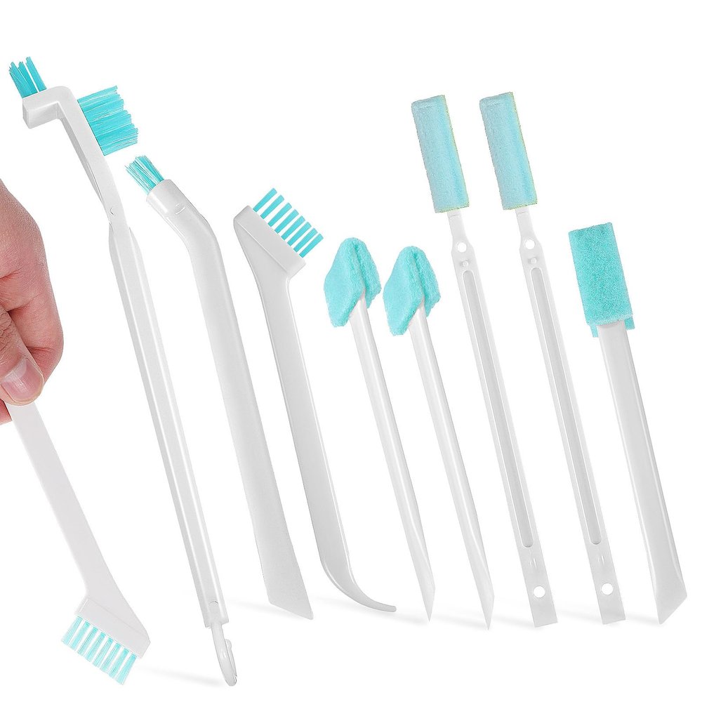 SEWACC Household Cleaning Brush Set 8pcs with Water Bottle Brush and Crevice Cleaner Sturdy Bristle Scrubbing Tools for Kitchen and Bathroom