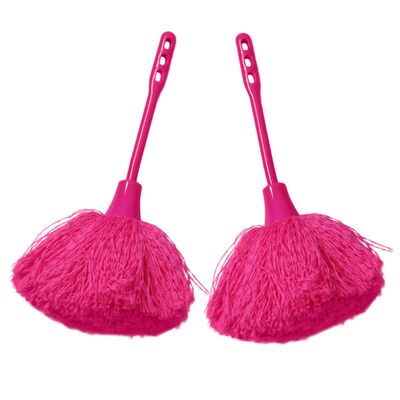 Abaodam 2pcs Electrostatic Fiber Dusters for Home Cleaning, Small Portable Handle Dust Sweeper Set, Pink Static Removal Duster for Furniture and Car Dusting