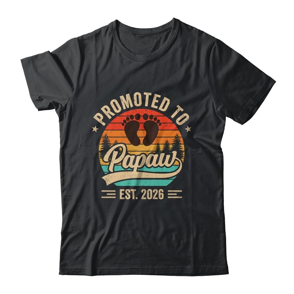 TeesPure Promoted to Papaw Est 2026 Grandparents Baby Announcement Shirt Short Sleeve Tee