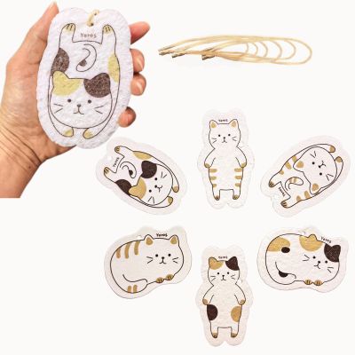 Kittaizy Extra Durable 6 Pack Cute Cat-Shaped Compressed Wood Pulp Sponges Highly Absorbent Biodegradable Plant-Based Sponges for Dishwashing Kitchen Bath & Pet Dishes Odorless & Reusable