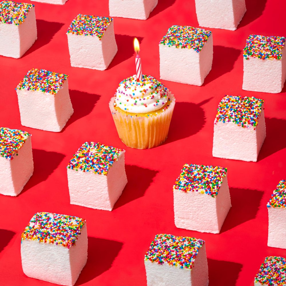 The Marshmallow Shop Birthday Cake Gourmet Marshmallows (6 Count) Handcrafted Cake Batter Marshmallows with Sprinkles, Artisanal Candy Treat