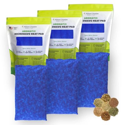 Nature Creation Herbal Microwavable Basic Heating Pad Blue Marble Trio Bundle