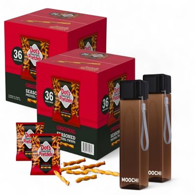 Homestyle Pretzels Original Seasoned Pretzel Twists (72 Snack Bags) Baked, No Artificial Flavors Wholesome, Crunchy, Healthy Kids Snacks, Bundled by MOOCHI. Plus, Free 2 bonus reusable water bottlesperfect for gifting or everyday use!