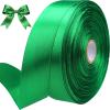 Sjrirg Green 1 Inch Satin Ribbon 50 Yards Single Face Polyester for Gift Wrapping Wedding Decorations Christmas Crafts Hair Bows view 1
