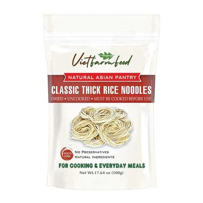 CLASSIC THICK RICE NOODLES 17.64 Oz (500g) VIETFARMFOOD - Traditional Dried Vietnamese Rice Noodles - Soft and Pleasantly Chewy Texture