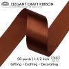 SJRIRG 1-1/2 Inch Brown Satin Ribbon 50 Yards Single Face Polyester view 2