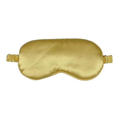 1 Pack Silk Sleep Mask with Elastic Strap, Breathable Lightweight Blindfold for Women & Men Travel, Nap, Night Shift, Effective Shading (Gold)