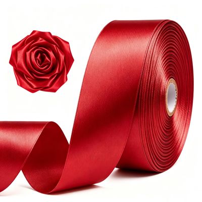 SJRIRG 1-1/2 Inch Red Satin Ribbon 50 Yards Single Face Polyester