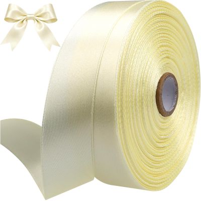 SJRIRG 1 Inch Wide Ivory Satin Ribbon 50 Yards Single Face Polyester