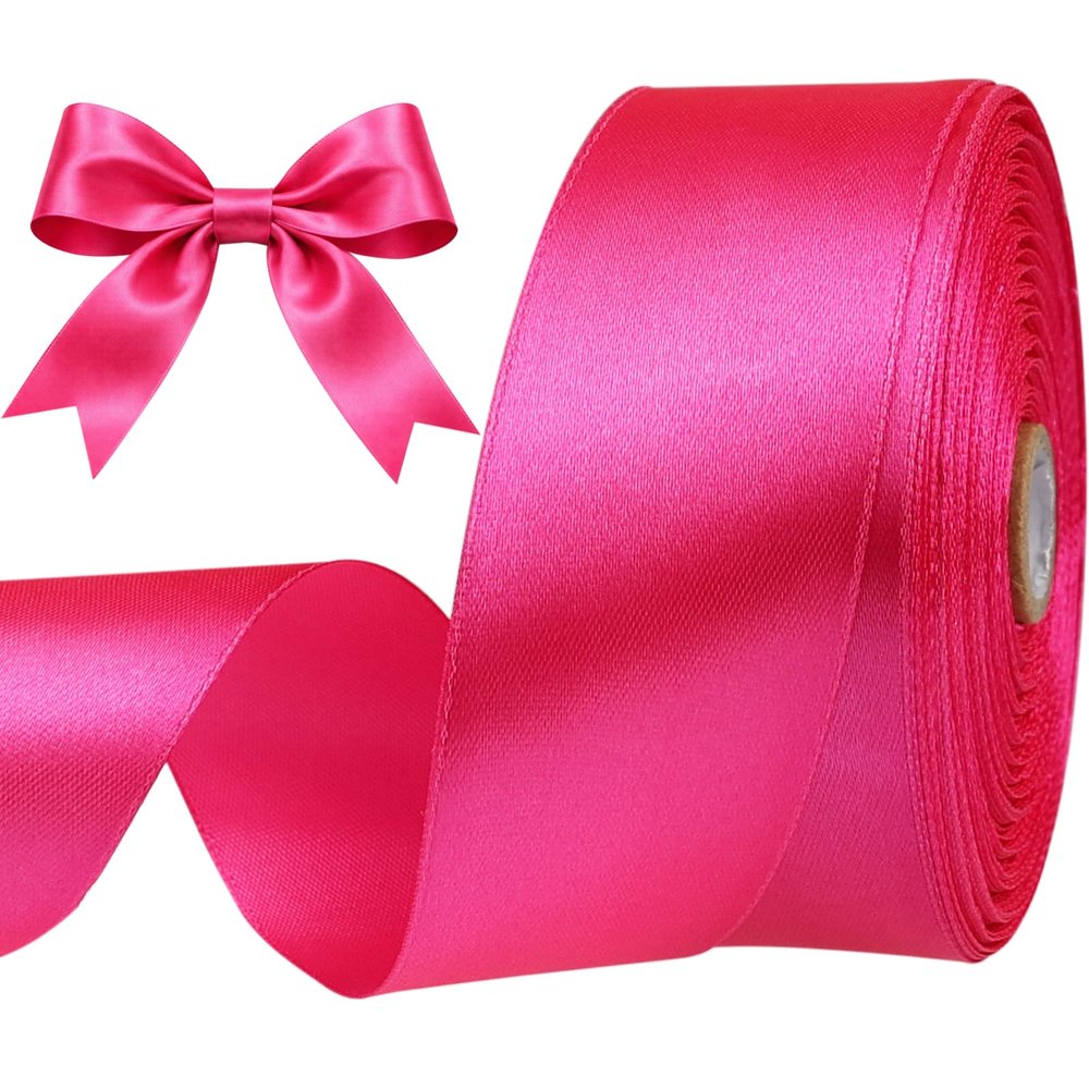 SJRIRG 1-1/2 Inch Magenta Satin Ribbon 50 Yards Single Face Polyester