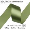Sjrirg Olive Green 1-1/2 Inch Satin Ribbon 50 Yards Single Face Polyester for Gift Wrapping Wedding Decorations Christmas Crafts Hair Bows view 2