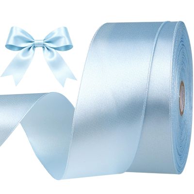 1-1/2 Inch Baby Blue Satin Ribbon 50 Yards Single Face Polyester