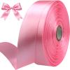 Sjrirg Pink 1 Inch Satin Ribbon 50 Yards Single Face Polyester for Gift Wrapping Wedding Decorations Christmas Crafts Hair Bows view 1