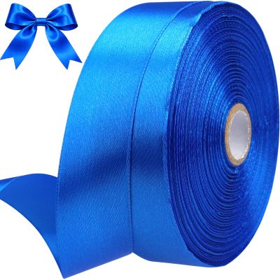 SJRIRG 1 Inch Blue Satin Ribbon 50 Yards Single Face Polyester