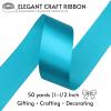 SJRIRG 1-1/2 Inch Peacock Blue Satin Ribbon 50 Yards Single Face Polyester view 2