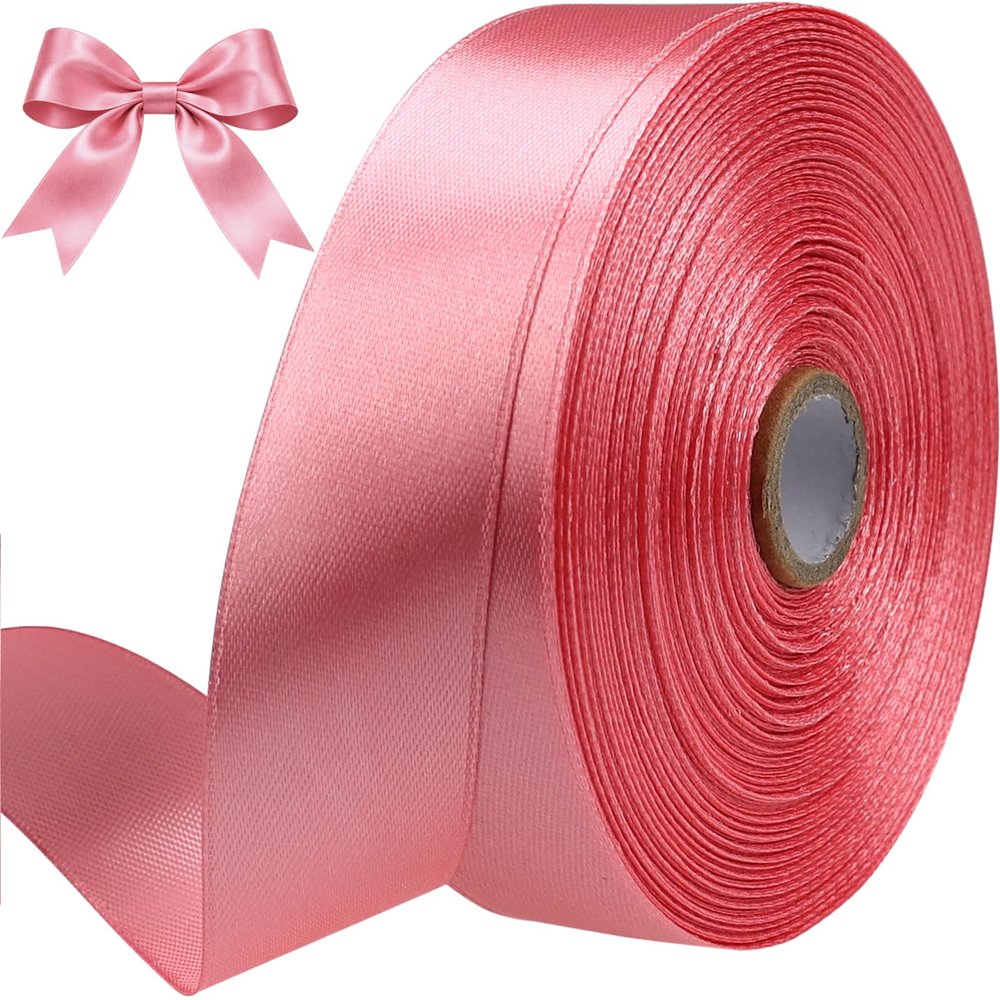 SJRIRG 1 Inch Rose Gold Satin Ribbon 50 Yards Single Face Polyester