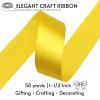 SJRIRG 1-1/2 Inch Yellow Satin Ribbon 50 Yards Single Face Polyester view 2