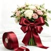 Sjrirg Burgundy 1 Inch Satin Ribbon 50 Yards Single Face Polyester for Gift Wrapping Wedding Decorations Christmas Crafts Hair Bows view 4