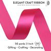 Sjrirg Magenta 1 Inch Satin Ribbon 50 Yards Single Face Polyester for Gift Wrapping Wedding Decorations Christmas Crafts Hair Bows view 2