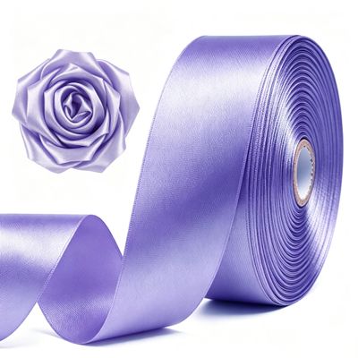 SJRIRG 1-1/2 Inch Light Purple Satin Ribbon 50 Yards Single Face Polyester