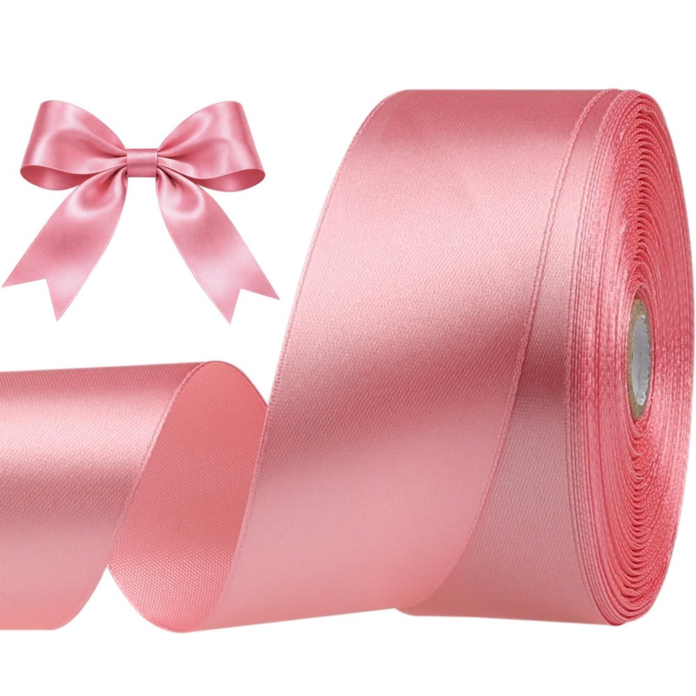 Sjrirg Rose Gold 1-1/2 Inch Satin Ribbon 50 Yards Single Face Polyester for Gift Wrapping Wedding Decorations Christmas Crafts Hair Bows