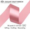 Sjrirg Rose Gold 1-1/2 Inch Satin Ribbon 50 Yards Single Face Polyester for Gift Wrapping Wedding Decorations Christmas Crafts Hair Bows view 2