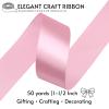 SJRIRG 1-1/2 Inch Pink Satin Ribbon 50 Yards Single Face Polyester view 2