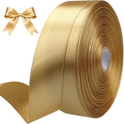 1 Inch Champagne Gold Satin Ribbon 50 Yards Single Face Polyester