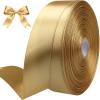 1 Inch Champagne Gold Satin Ribbon 50 Yards Single Face Polyester view 1
