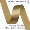 1 Inch Champagne Gold Satin Ribbon 50 Yards Single Face Polyester view 2