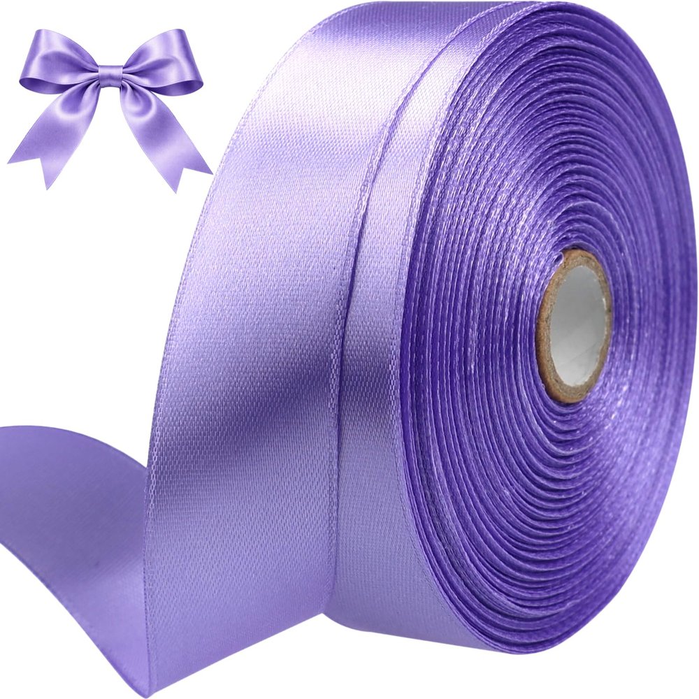 SJRIRG 1 Inch Light Purple Satin Ribbon 50 Yards Single Face Polyester
